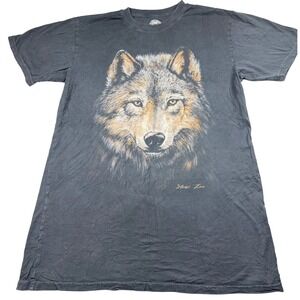 The Duck Company Stone Zoo Wolf Graphic T-Shirt Gray Mens Medium Cotton Tee